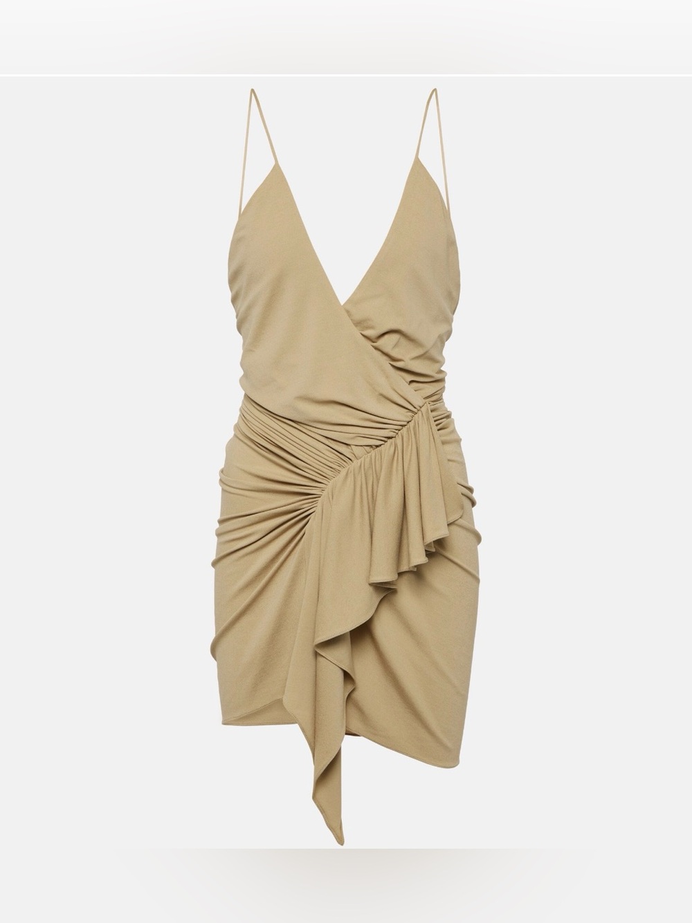 Alexandre Vauthier Ruched Draped Mini Dress in Beige in size 36